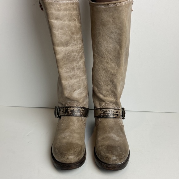 FRYE Slate Brown VERONICA SLOUCH Harness Riding boots Sz 6.5 Distressed Bohemian - Picture 6 of 16